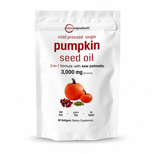 Envase de aceite de semilla de calabaza Micro Ingredients de 90 cápsulas blandas