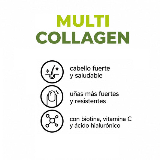 Péptidos de multicolágeno con biotina, vitamina C y ácido hialurónico